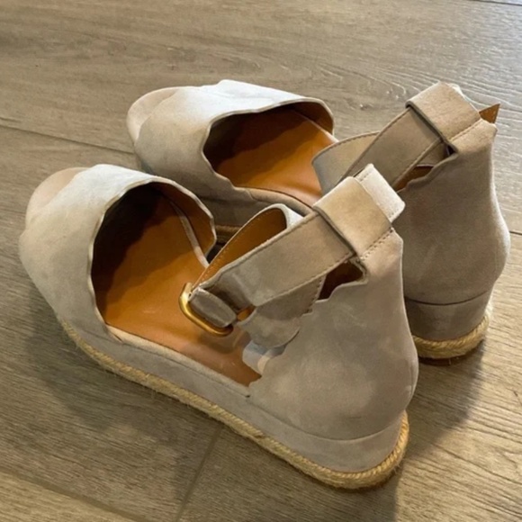 CHLOE Lauren Suede Platform Espadrille Scalloped Design EU 40 US 10 - Picture 4 of 15